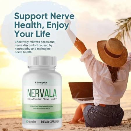 Illustration showing how Nervala supplement supports nerve repair and reduces discomfort