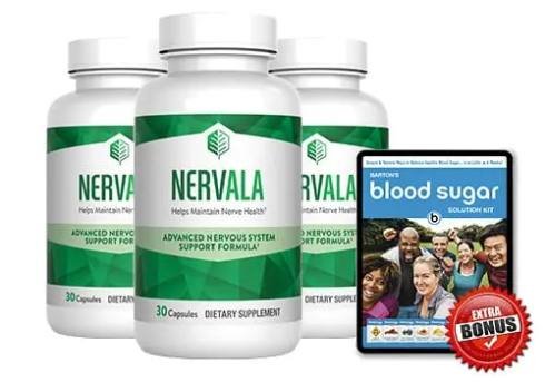 Nervala Nirvana For Your nerve support supplement bottle for neuropathy relief and healthy nerve function