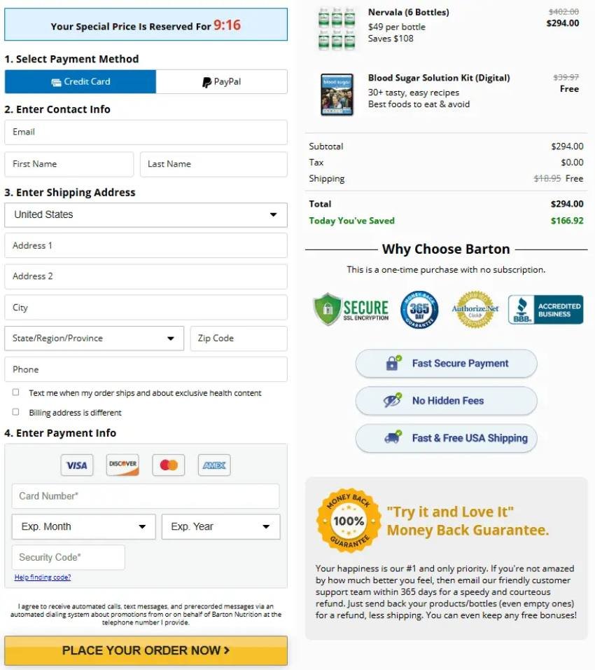 Secure checkout badge for safe and encrypted Nervala supplement purchase